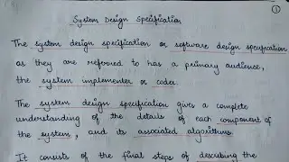 Types of Documentation in System Analysis and Design || System Design Specification