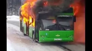 Пожар автобуса Пермь 20.01.15