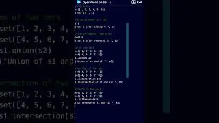 Simple Python Code || Operation on Set || 