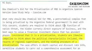 Dow Chemical’s Bid for the Privatization of PBB in Argentina Spanish Version Case Study Help