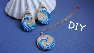 DIY🌊 Great Wave Earrings/How to Make Polymer Clay Jewelry /Handmade Making Tutorial/Ukiyoe Earrings