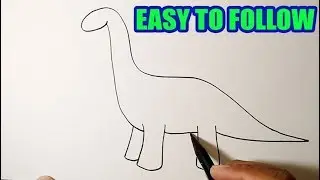 How to draw a brontosaurus dinosaur | EASY WAY of Dinosaur Drawing