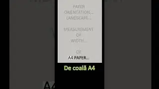 v1 A4 Paper Coală de Hârtie A4 Orientation Landscape Peisaj Measurement of Măsurare de Width Lățime