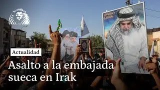 Imágenes del asalto a la embajada sueca en Bagdad por la quema de un Corán en Estocolmo