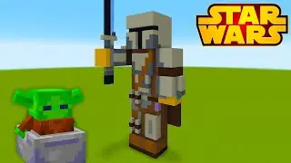 Minecraft Tutorial: How To Make A Mandalorian Statue With Darksaber The Mandalorian