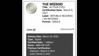 IN YOUR EYES THE WEEKND platinum