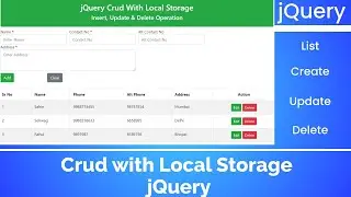 Crud with Local Storage jQuery  | jQuery tutorial | jQuery tutorial for beginners