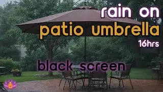 [Black Screen] Heavy Rain on Patio Umbrella | Rain Ambience | Rain Sounds for Sleeping