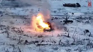 T-80BVs Turret Pops Off After FPV Drone Strike Near Stepove