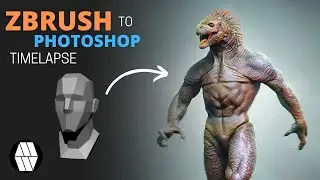 ZBrush to Photoshop Timelapse - 'Dino-Man' Concept