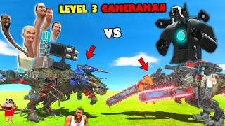 SKIBIDI TOILET MONSTER vs CAMERAMAN LEVEL 3 UNIT in Animal Revolt Battle Simulator | KING T-REX