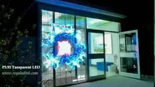 Glass door P3 91 transparent led display screen