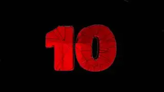Футаж HD. Обратный отсчет от 10 до 0. На черном фоне