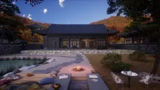 Autumn Vibes In A Mountain Hanok House | Water, Crackling Fire, Bird Sounds