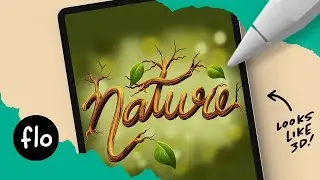 Create a 3D Nature Text in PROCREATE and ADOBE FRESCO #Shorts