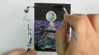 Рисуем Луну и отражение в воде. Интуитивное рисование