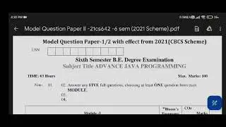 vtu model question paper 2024 21CS642 ADVANCED JAVA