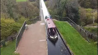 canal bridge in Chirk, Wrexham - canal boat