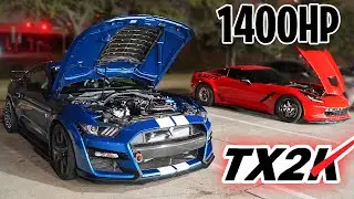 TX2K Street Racing in 1400HP Twin Turbo GT500, AMP C7, C6 ZR1s & MORE!