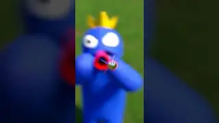 Pacman Floats on a Balloon with Blue Rainbow friend 