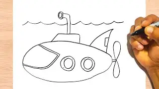 How to Draw a Submarine easy - Drawing Step by Step