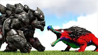 ARCH-TEMPERED COLOSSUS GOLEM VS ACRO THORNWEAVER SPIKEDRAGON (ARK SURVIVAL EVOLVED BATTLE)