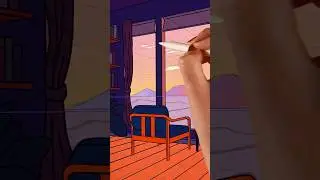 🌅 Relax In My Lofi Room With A Beautiful Sunset View - Illustrated On Ipad #howtodraw #ipadart