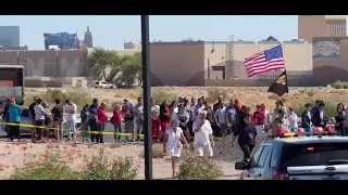 Supporters line up to see former President Donald Trump speak in Las Vegas