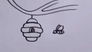 How to draw a beehive with bee/easy drawing step by step/beehive with a bee drawing for kids