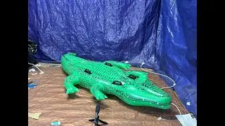 Destroying And Popping Intex Inflatable Crocodile Wearing Ice Cleats And Then Ripping It To Shreds!
