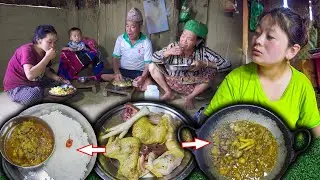 Chicken Leg, Wings & Intestines Gravy Recip with Rice || Village style food cooking and eating