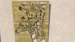 CNC CUT PANEL GIRAFFE DESIGN SAMPLE IN SKETCHUP RENDER  VIRAY / ELI CNC XYZ 3D