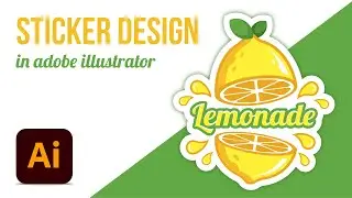 Create a badge sticker Lemon logo with Adobe Illustrator