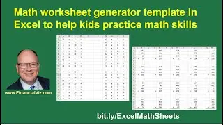 Math worksheet generator template in Excel to help kids practice math skills