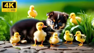 Baby Animals 4K Ultra HD - Adorable Baby Animal Family Having Fun With Soft, Relaxing Piano Music