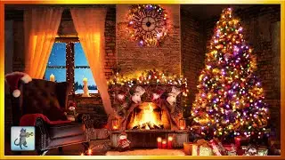 Cozy Christmas Ambience ~ Burning Fireplace & Soft Howling Winds (No Music)