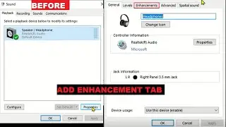 How to add audio enhancement tab on windows 10 || Enhancements tab missing from  Speakers,Microphone