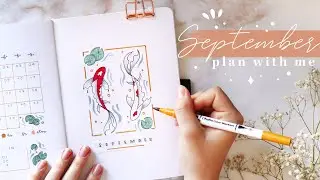 september 2022 bullet journal setup | plan with me | koi fish theme ☯