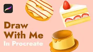 Draw These Desserts Only Using Default Brushes in Procreate - Tutorial (Subtitle Instructions)