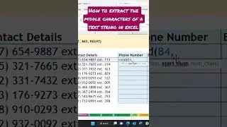 How to extract the MIDDLE characters of a text string in Excel