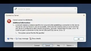A network related or instance specific error occurred while establishing a connection to SQL Server