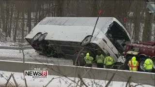 Dozens injured, 4 critically, after bus crash on I-95 north in Madison