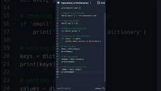 Simple Python code || Operations on Dictionaries || 