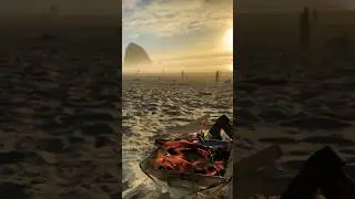 HAYSTACK ROCK & FIRE ON CANNON BEACH OREGON 