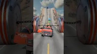 School Bus & Log Cargo Truck vs Chained Hydraulic Crush - BeamNG.Drive