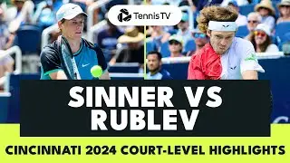 Jannik Sinner vs Andrey Rublev Court-Level Highlights | Cincinnati 2024