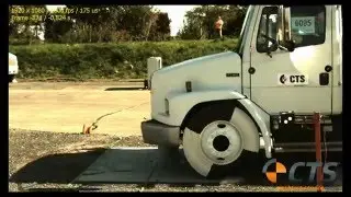 Crash test Freightliner vs. Bollard: ASTM F2656, M50