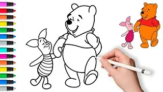 How to draw Winnie the Pooh easy | How to draw Piglet Step by step | Painting and Coloring for Kids