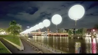 Germans Celebrate the Fall of the Berlin Wall with Lights and Balloons