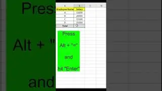 Shortcut for SUM in Excel #exceltutorial  #advanceexcel #excel #excelforbeginners  #exceltricks